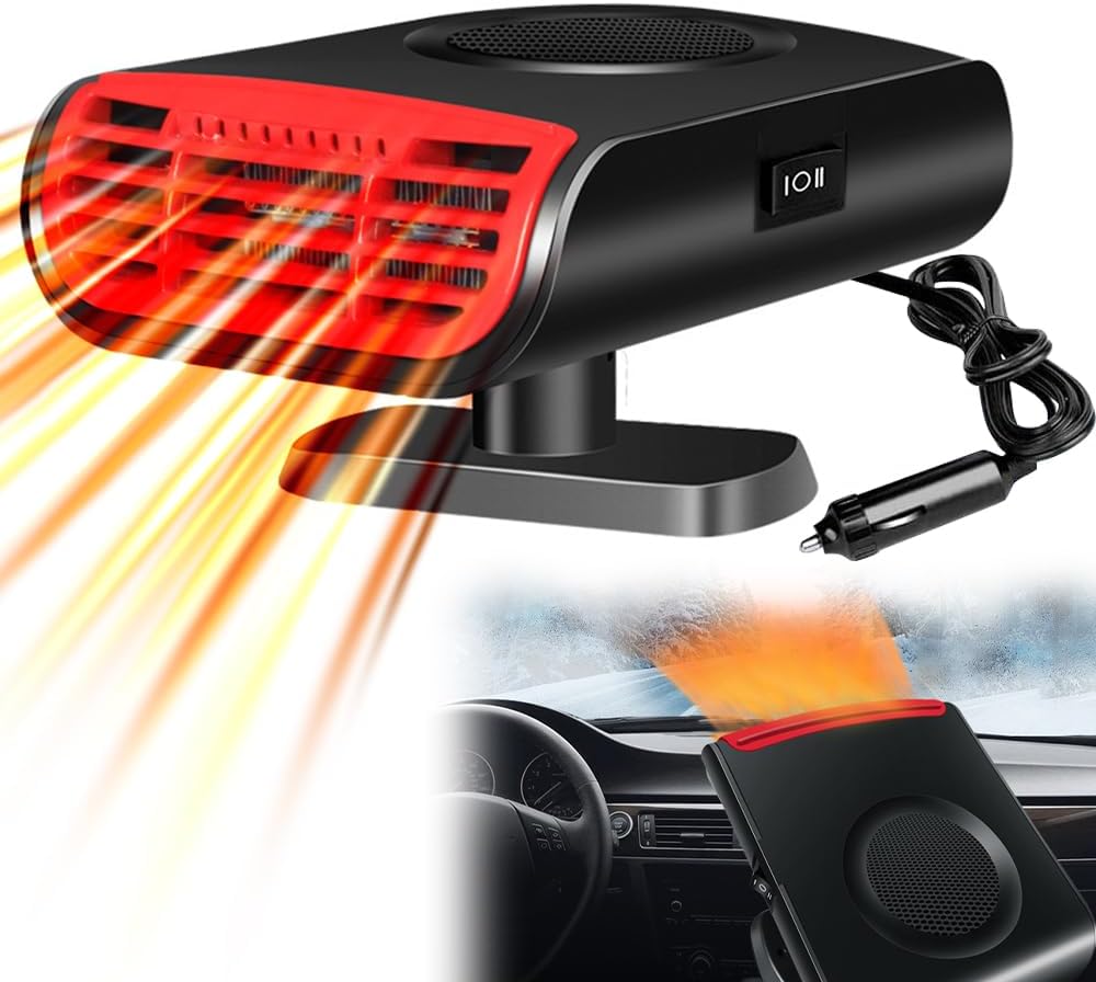 Chauffage Allume Cigare Chauffage Voiture 12V 4 En 1 - Dégivreur, Ventilateur, Purificateur D'Air Portable Chauffage Allume-cigare