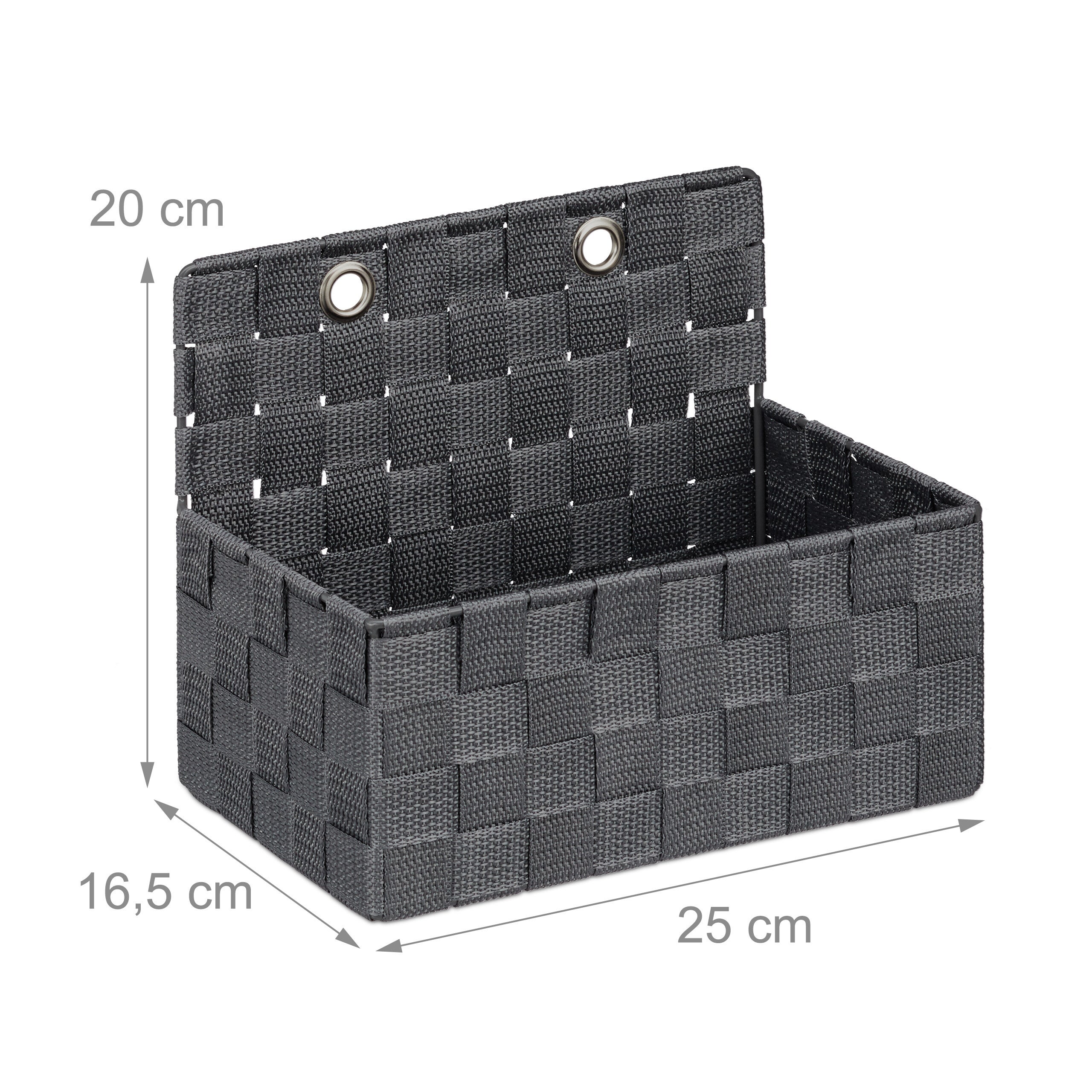 Corbeille de rangement à suspendre, lot de 2, organiseur de salle de bain, couloir, à accrocher 20x25x16,5 cm, gris - 4