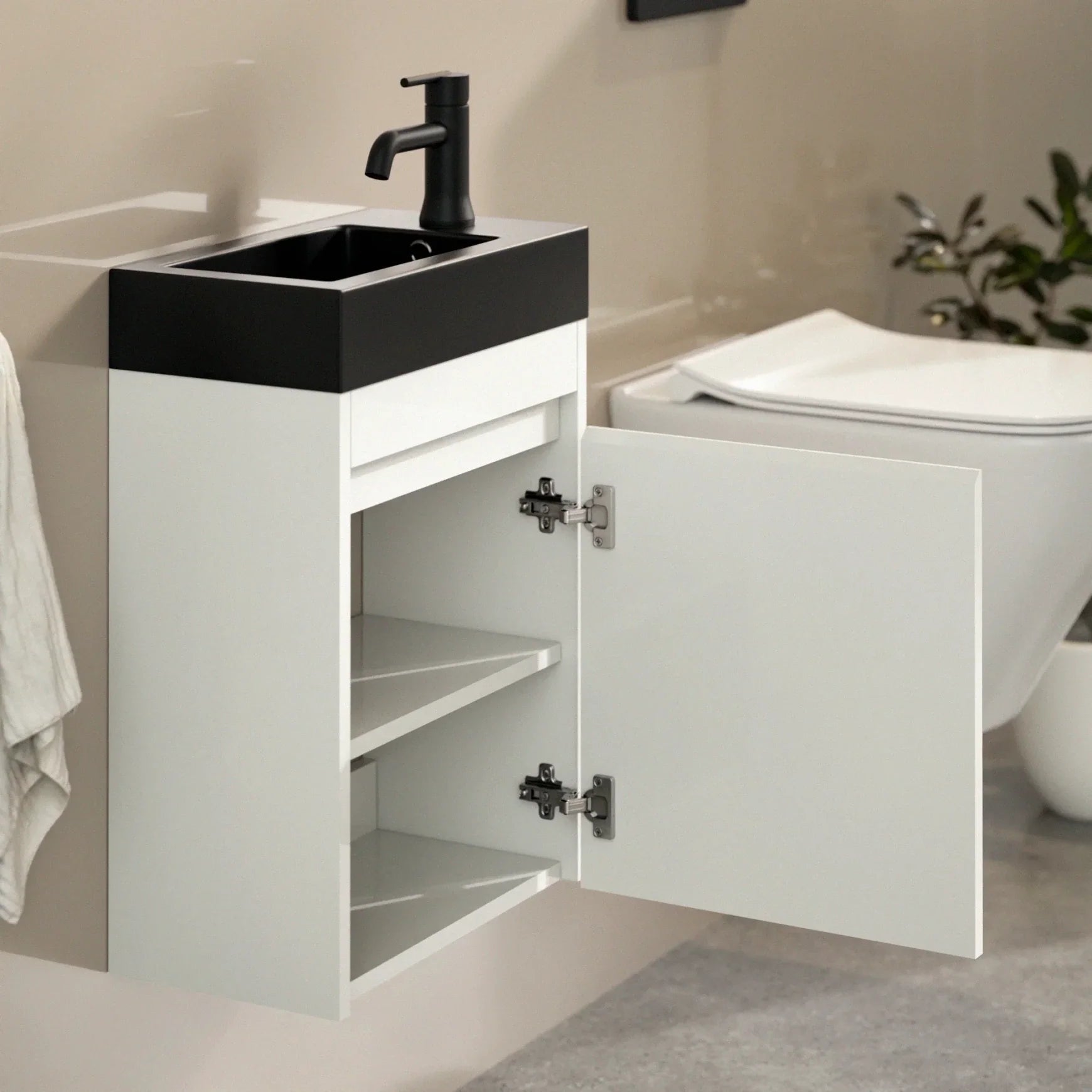 Mirlux Meuble vasque Elen – 40 x 22 x 50 cm – Blanc – Vasque noire incluse - 4