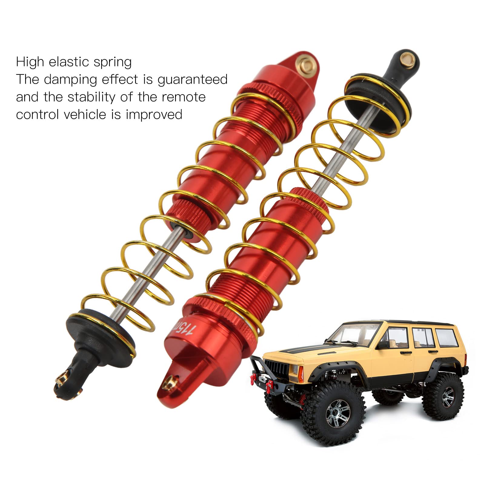 Ammortizzatore RC Ammortizzatore RC regolabile a pressione dell'olio con molle per Axial SCX10 90046 AXI03007 1/10 RC Crawler Car 115mm (Rosso) - 2