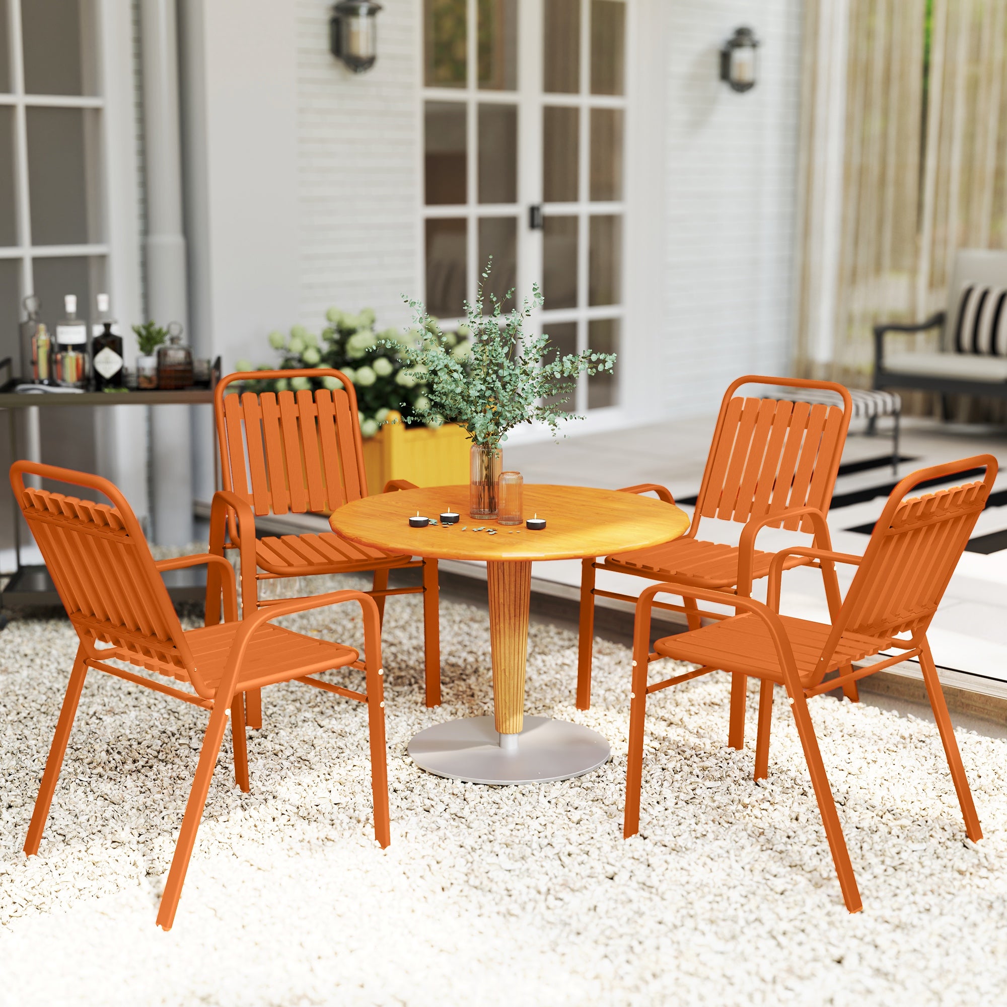 Lot de 4 chaises de jardin Acier Outsunny - 8