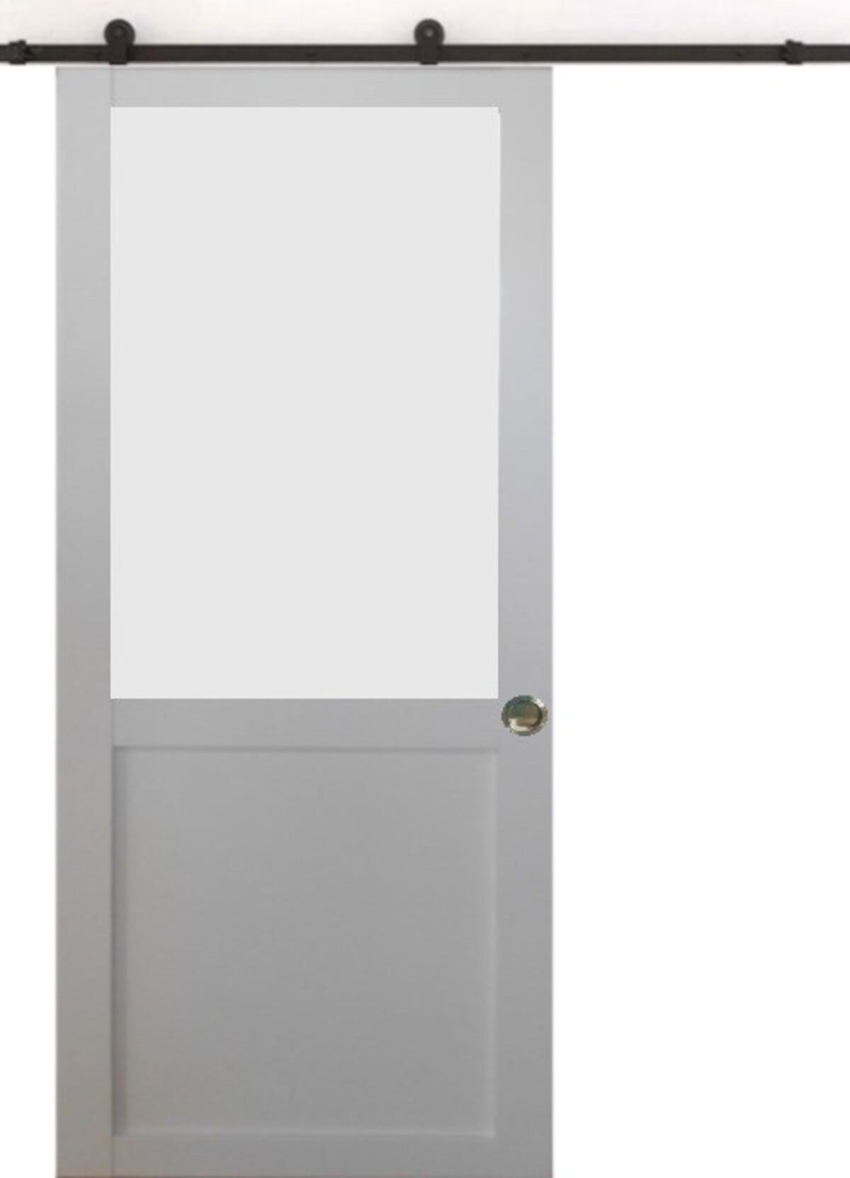 Porte Coulissante Athena Blanc H204 X L83 + Rail A Roulettes Et ...