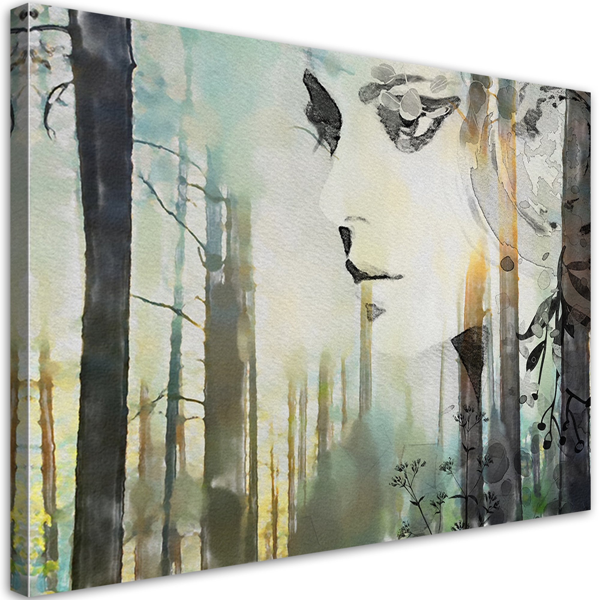 Obraz na płótnie, Abstrakcyjna twarz kobiety w lesie 90x60