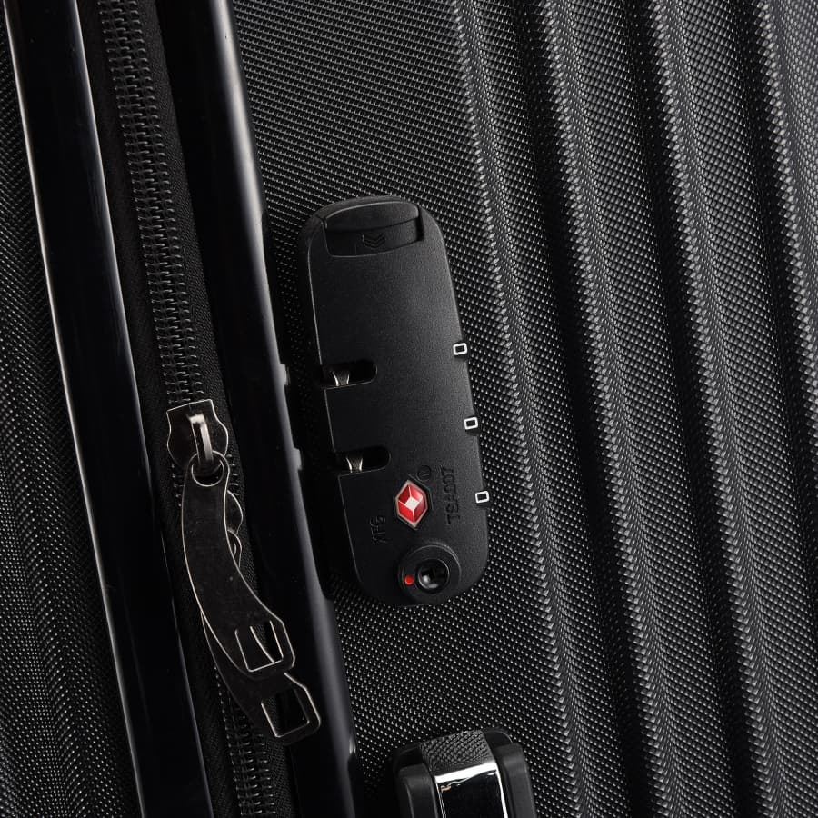 Ensemble de trois valises rigides extensibles, légères et ultra-résistantes, équipées de 4 roues et d'une serrure TSA en ABS, noires. - 6