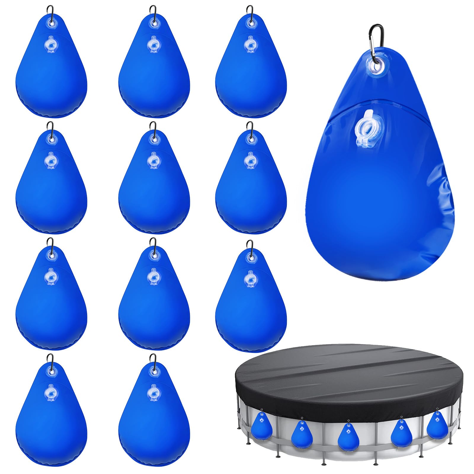 Sacchetto per l'acqua per piscina, pesi, per piscina con gancio, 8 X, spesso in PVC, antigelo per piscina e piscina