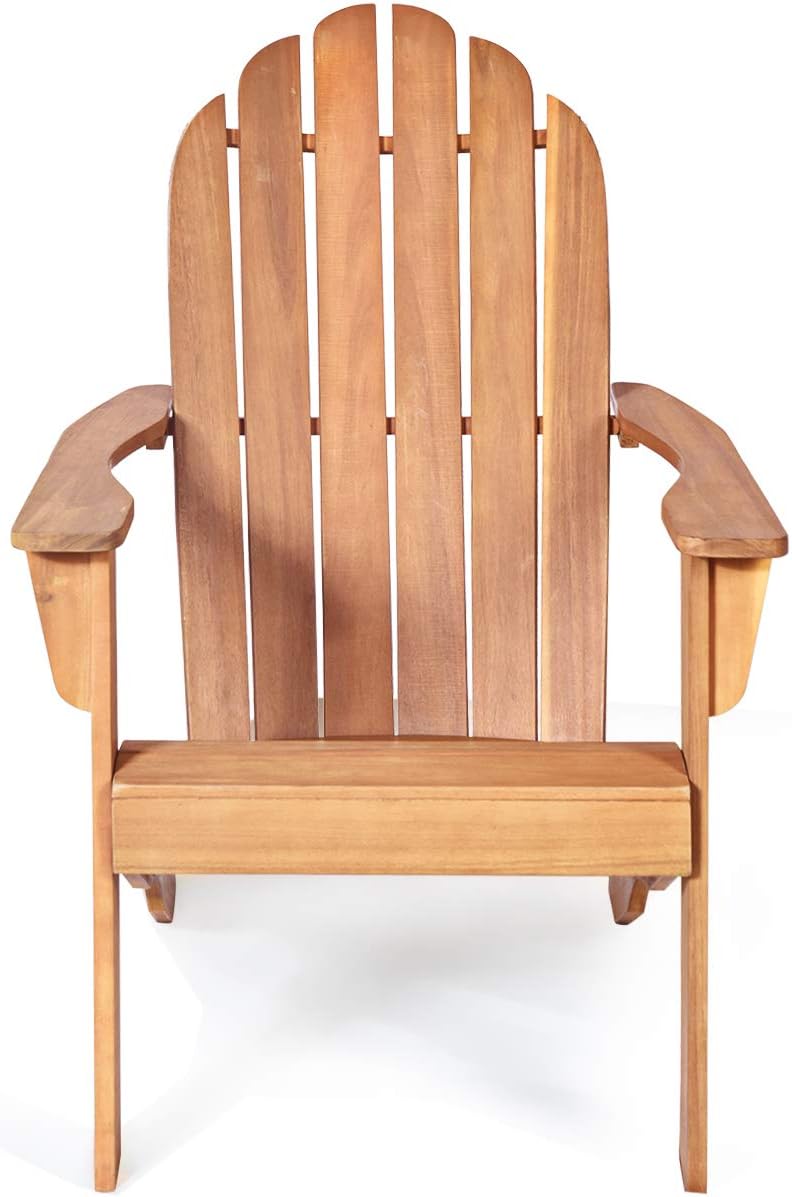 Chaise de Jardin Adirondack en Bois Résistant aux Intempéries avec Dossier Incurvé Charge 170KG Naturel - 7