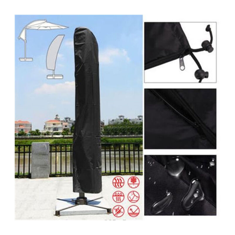 Czarny pokrowiec na parasol 265x50x70x40CM Zewnętrzny poliester Oxford 210D wodoodporny