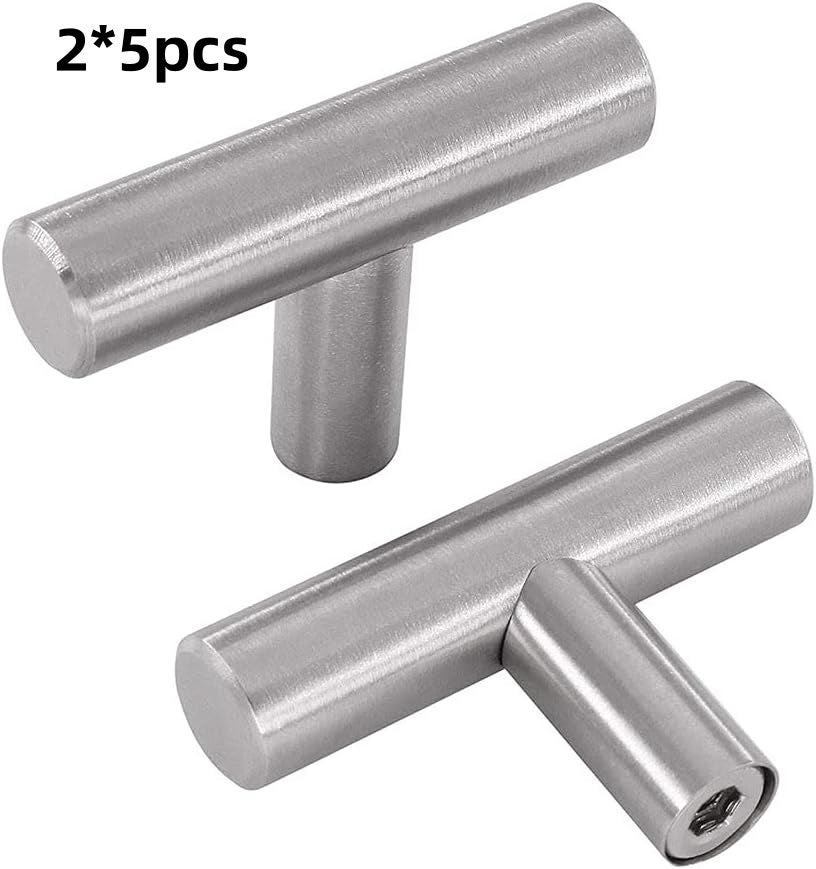Zestaw 10 uchwytów do drzwi ze stali nierdzewnej (50 x 12 x 32 mm), uchwyty do szuflad do mebli kuchennych, rozstaw osi 50 mm
