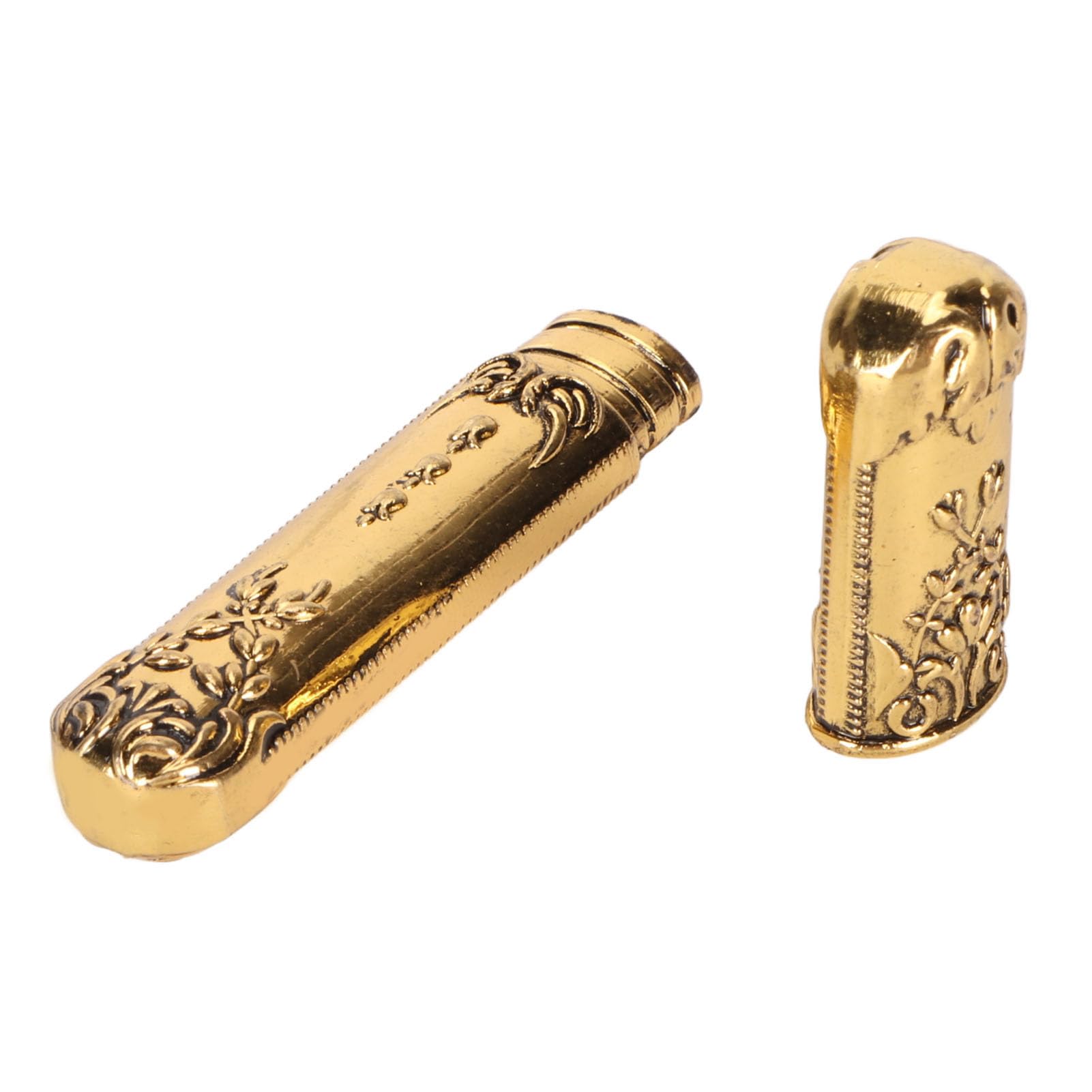 Étui à aiguilles vintage gravé motif stéréoscopique élégant tube de rangement pour aiguilles à coudre porte-aiguilles outils de couture bricolage (or) - 2