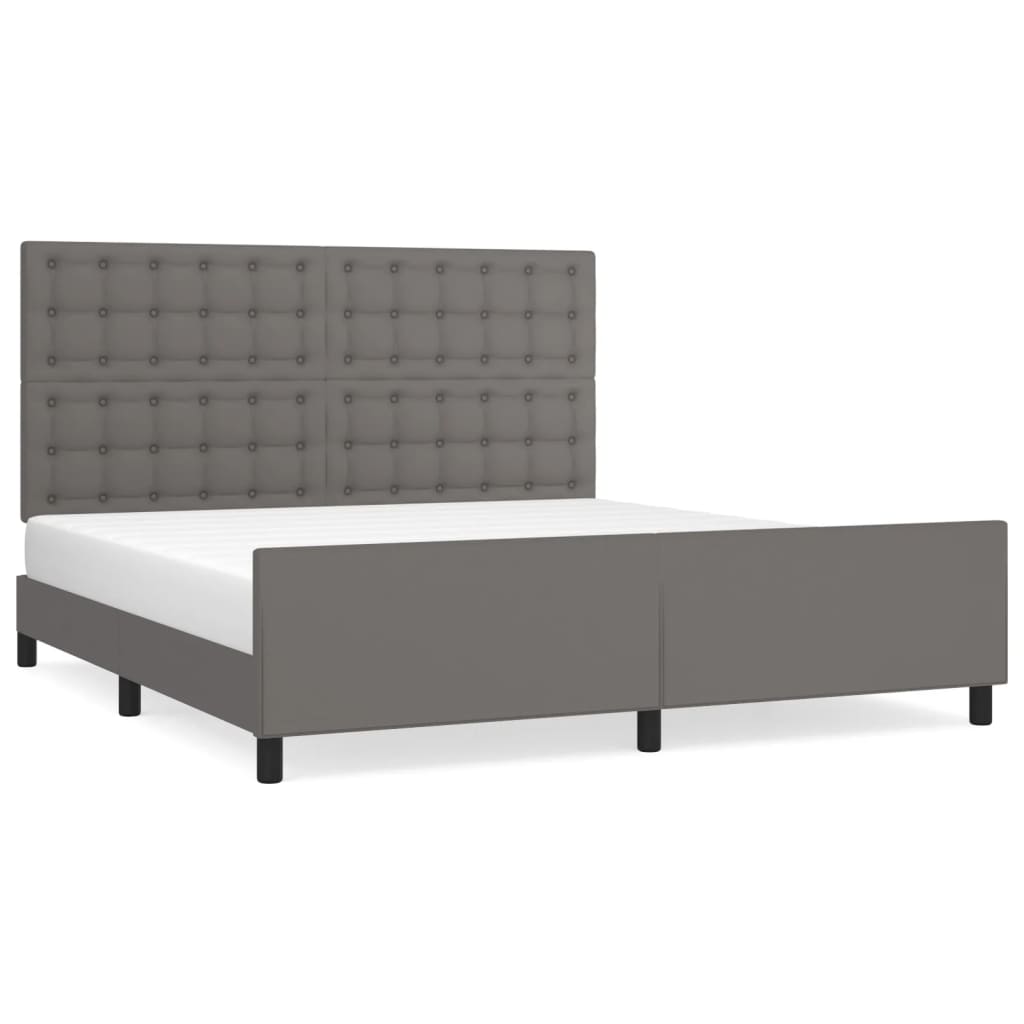 Cadre de lit sans matelas, gris, 160 x 200 cm, similicuir - 2