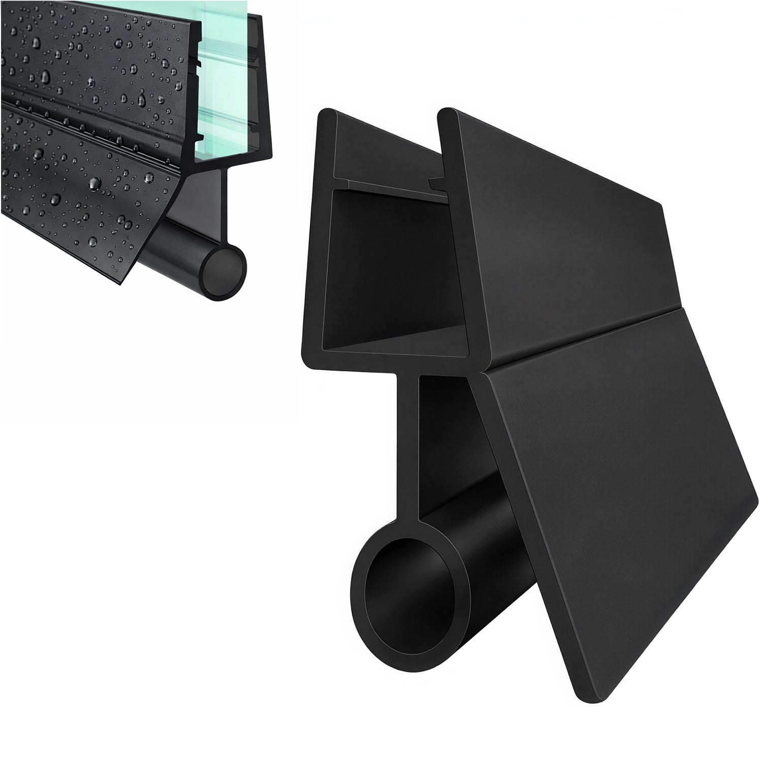 60 cm CZARNA USZCZELKA DO KABINY PRYSZNICOWEJ SZYBY 6-8mm DOLNA Z OKAPIKIEM 0,6 Metra