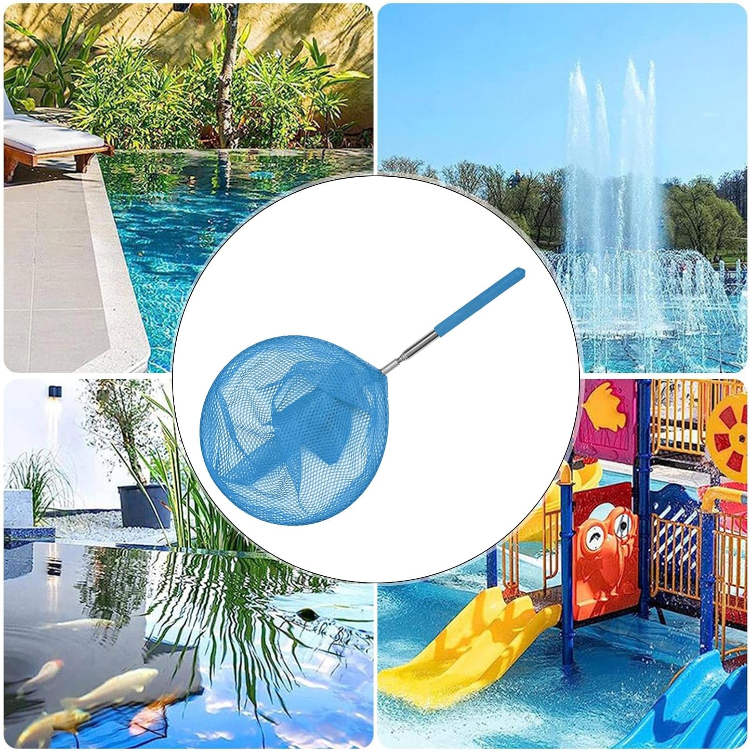 Générique Épuisette De Piscine, Filets De Pêche, Écumoire Télescopique pour Bassin, Épuisette De Nettoyage avec Perche, Petite Écumoire De Piscine - 5