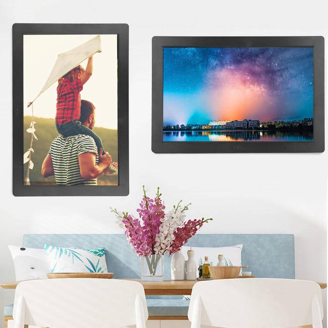 Haofy Cornice Per Foto Smart Touch Cloud, Cornice Nera 100‑240 V