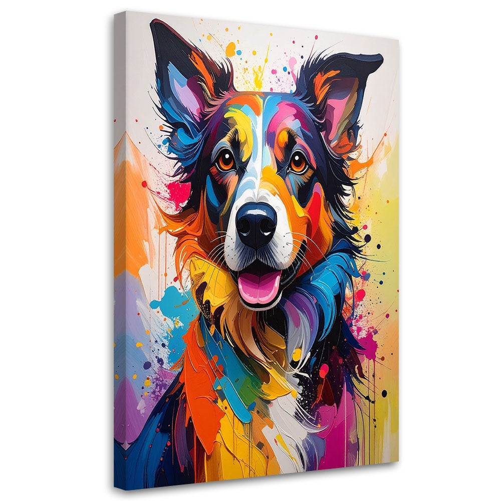 Obraz do pokoju nastolatka dziecka, Kolorowy pies imitacja farby 30x45