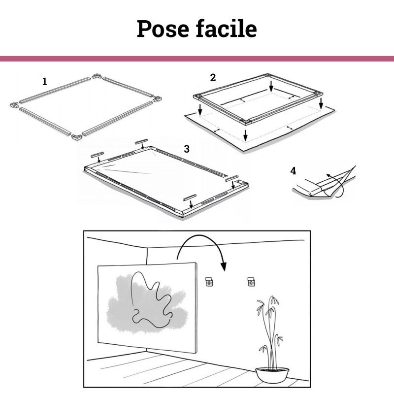 Tableau toile XXL en kit Chemin Blanc 130 x 90 cm - Toile textile sans PCV - Tableau grand format fabriqué en France par Scenolia - 4