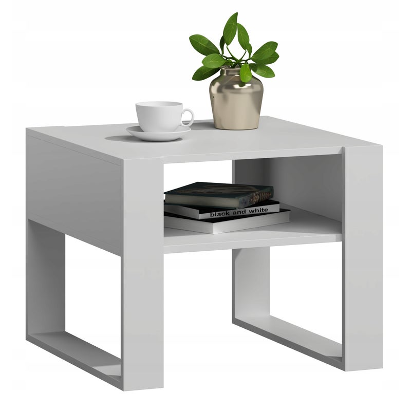 Ława stolik kawowy KAJA KWADRAT 60 biała z półką