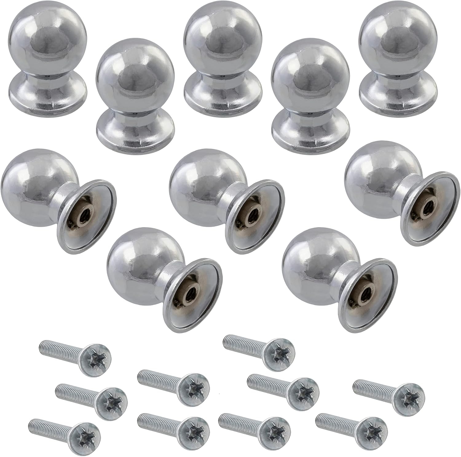 10 sztuk Gałki sferyczne/kulki do mebli Ø18 mm - wykończenie chromowane