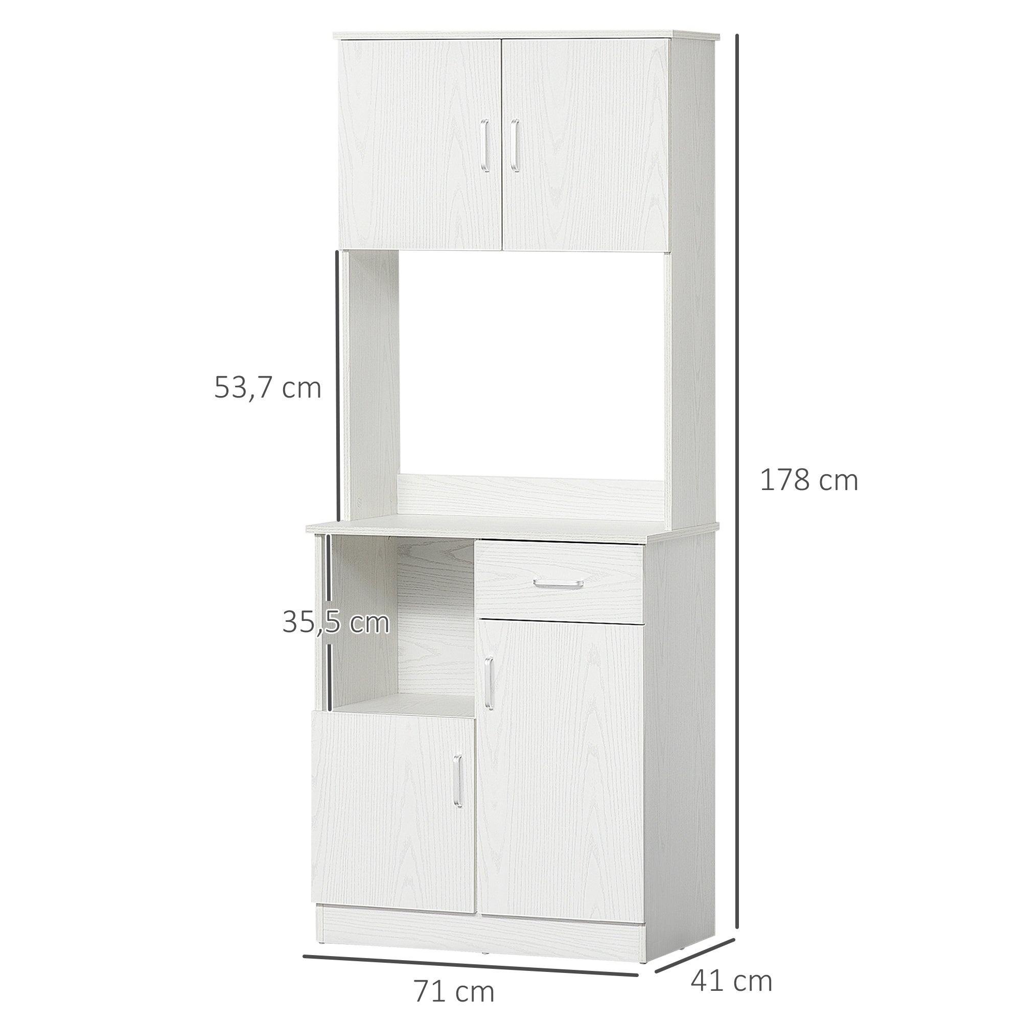 Mueble auxiliar de cocina Homcom blanco 71x41x178 cm - 3