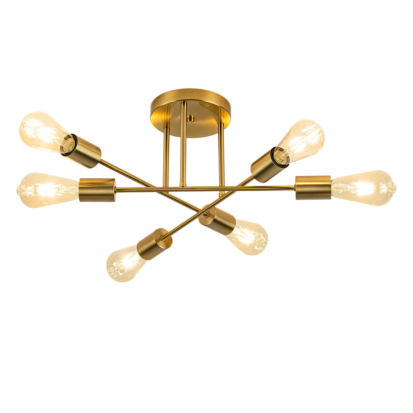 ZMH Lampy sufitowe do salonu, 6 płomieni, złote, E27, lampa sufitowa w stylu vintage - 8