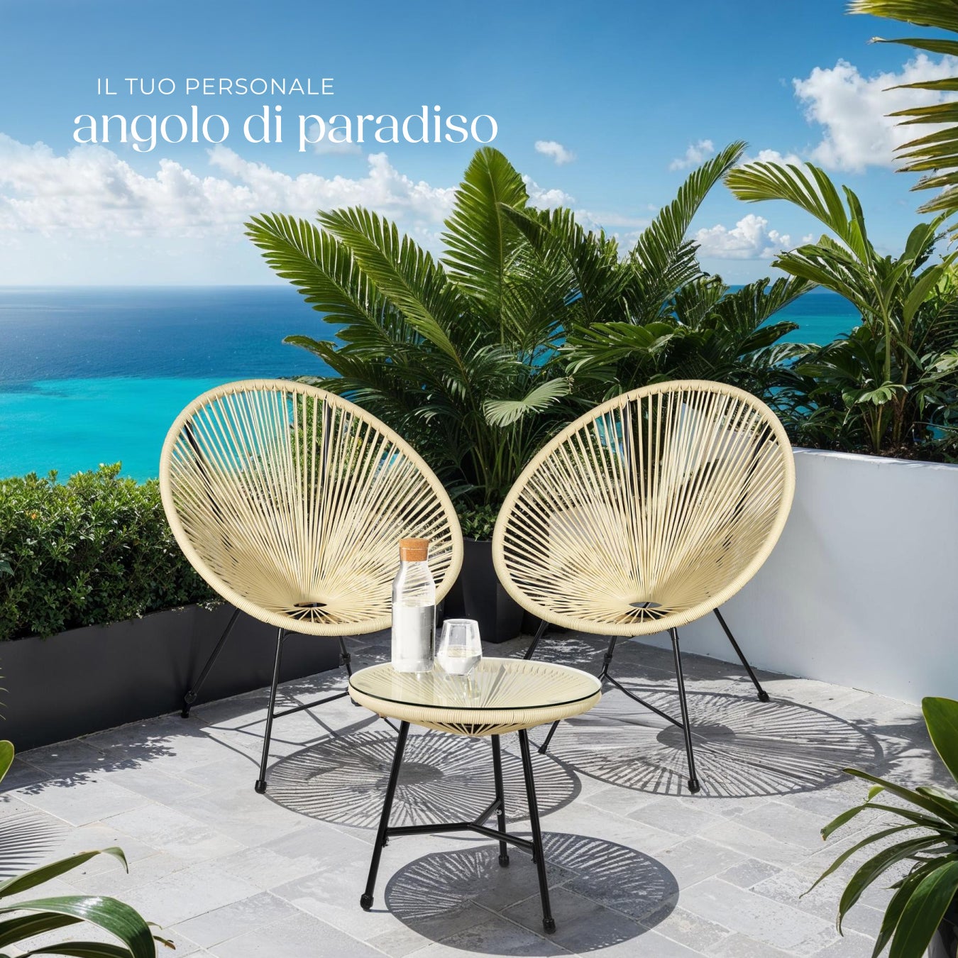 Ensemble table et chaises de jardin Santana design rétro dans le style Acapulco TECTAKE - 8