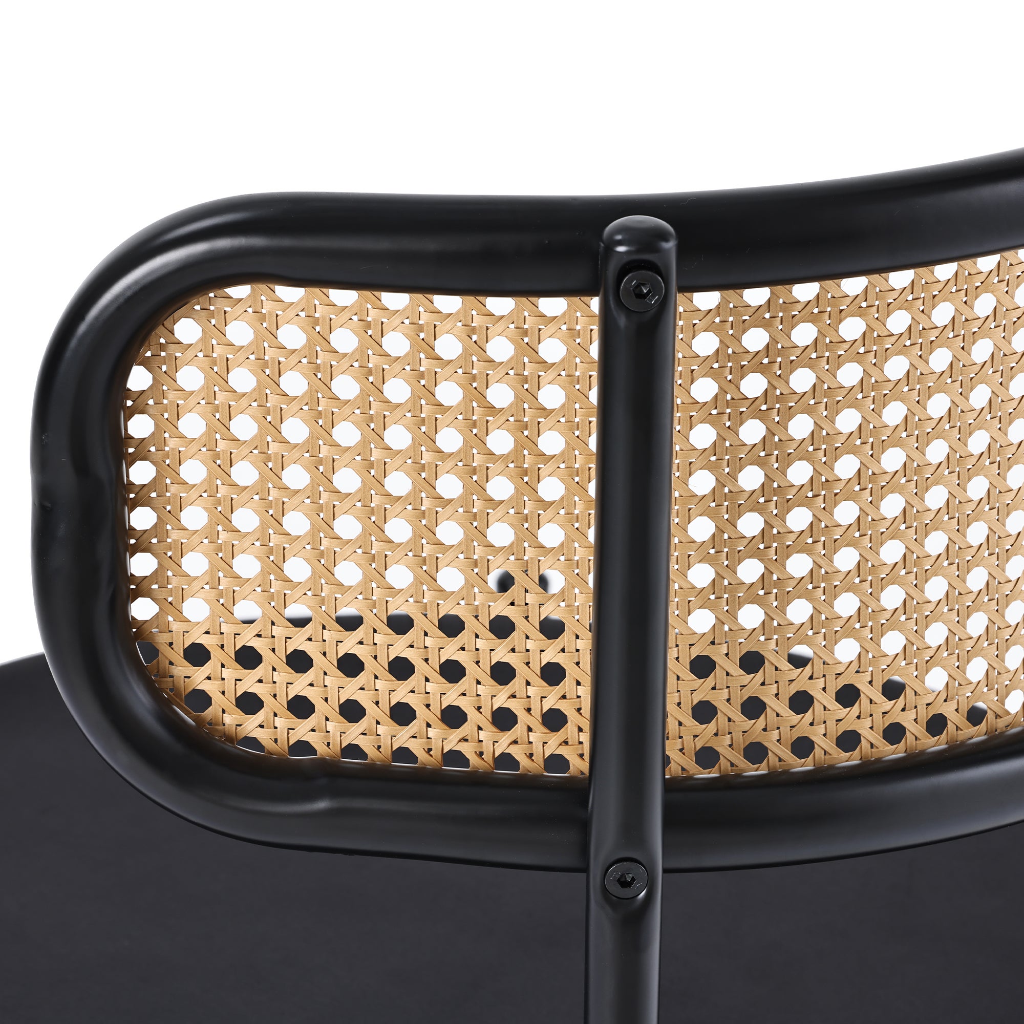 Lot de 2 Chaises en velours et rotin - pieds en métal - Noir - 7