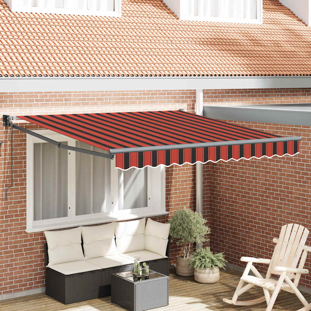 Toldo retráctil automático, naranja y marrón, 3,5 x 2,5 m