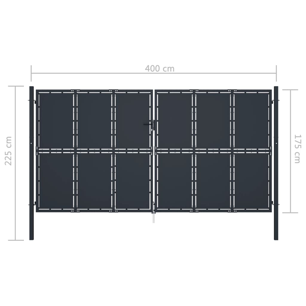 Portail de jardin Acier 400x175 Anthracite 2 - 5