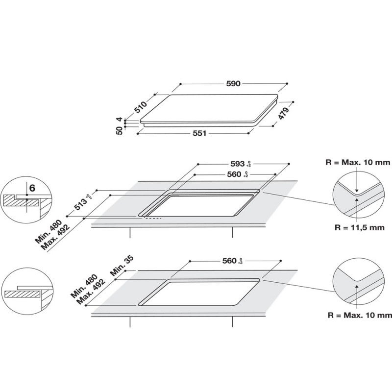 Whirlpool WB B8360 NE Noir Intégré 59 cm Plaque avec zone à induction 4 zone(s) - 5