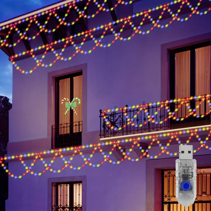 Guirlande Lumineuse 23m 200 LED Violet - 8 Modes Scintillement Avec Prise, Intérieur Extérieur