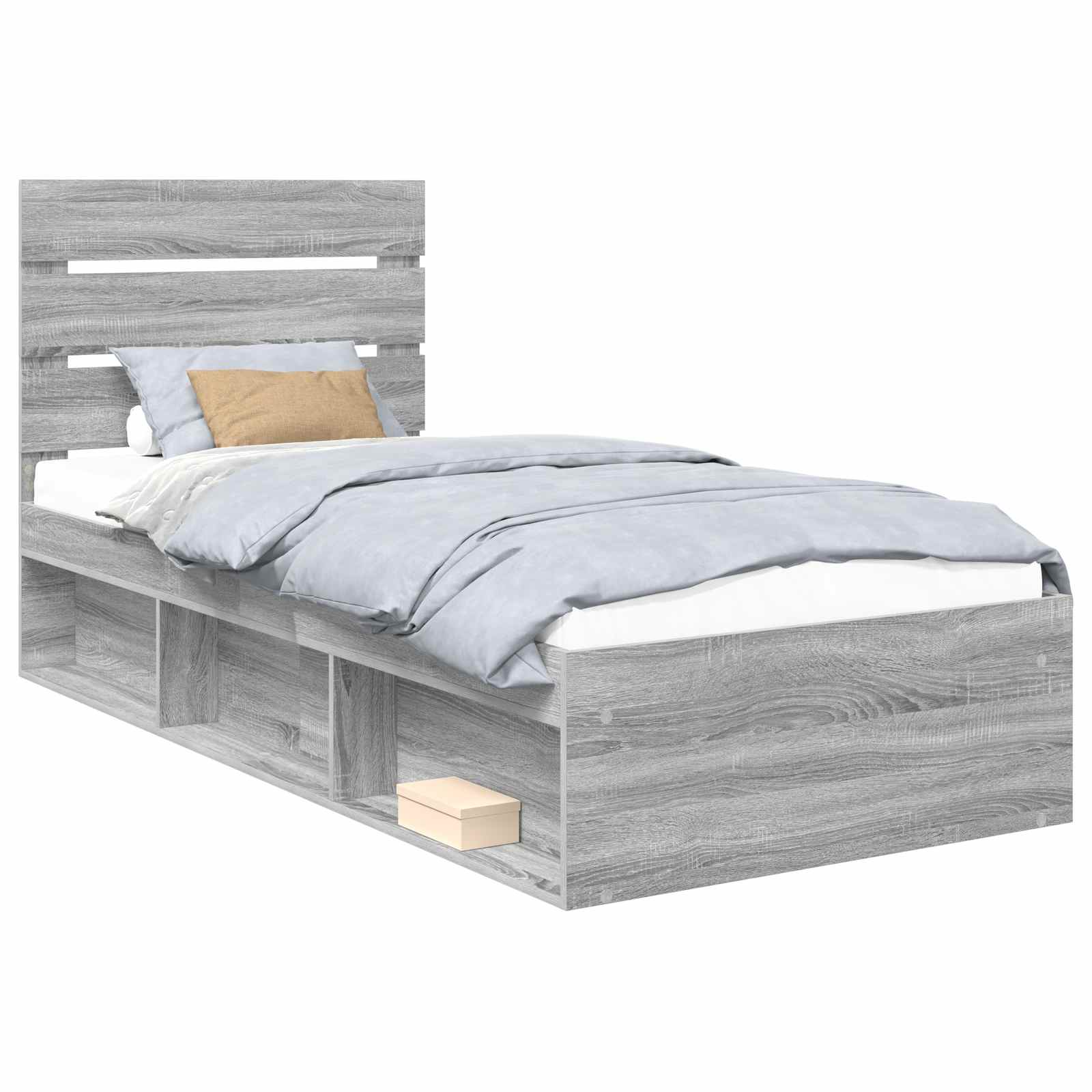 Cadre de lit Gris 90 x 200 cm Bois de pin massif - 2