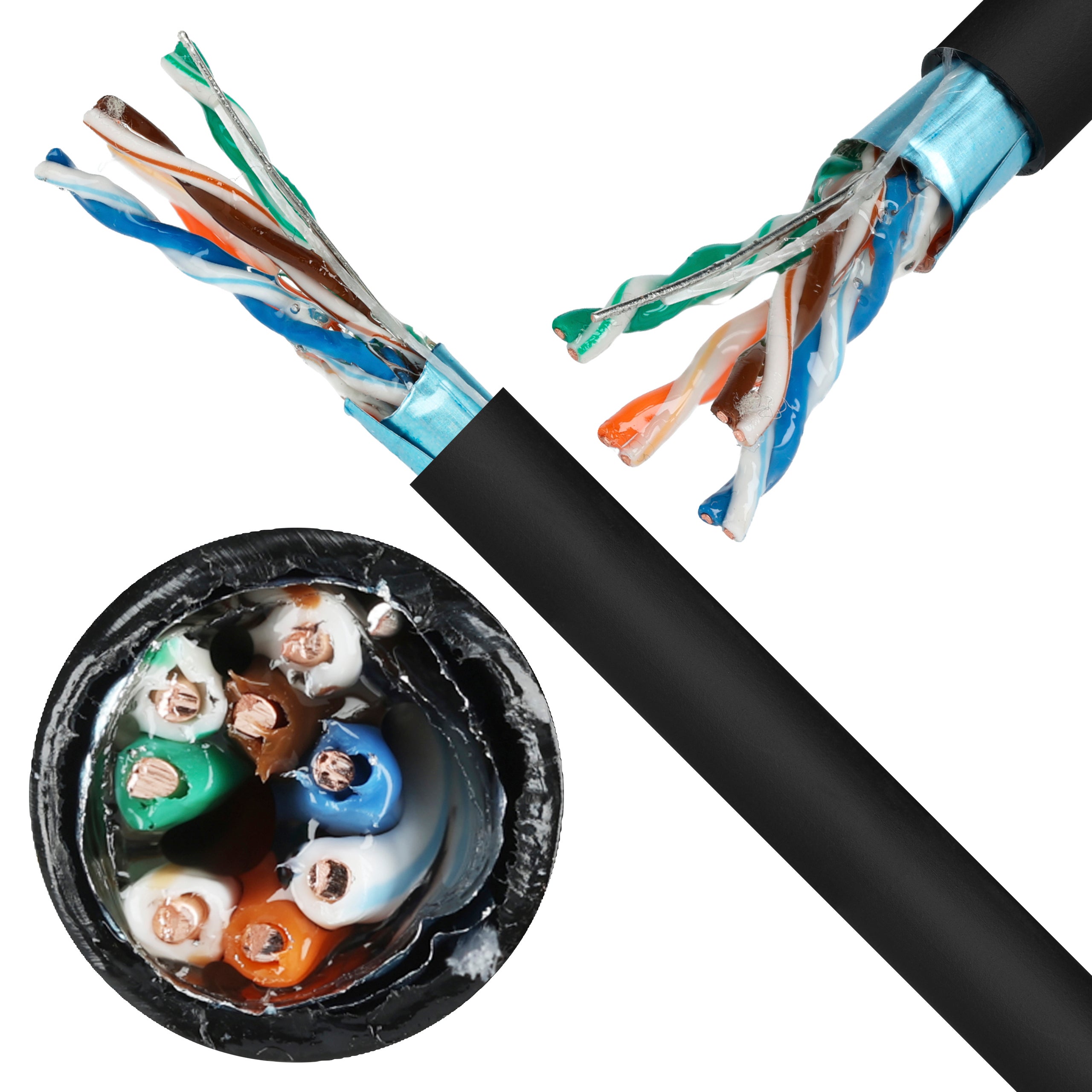 Kabel sieciowy F/UTP kat.5e skrętka 4x2x0,5mm zewnętrzny żelowany PE czarny SecurityNET 500m