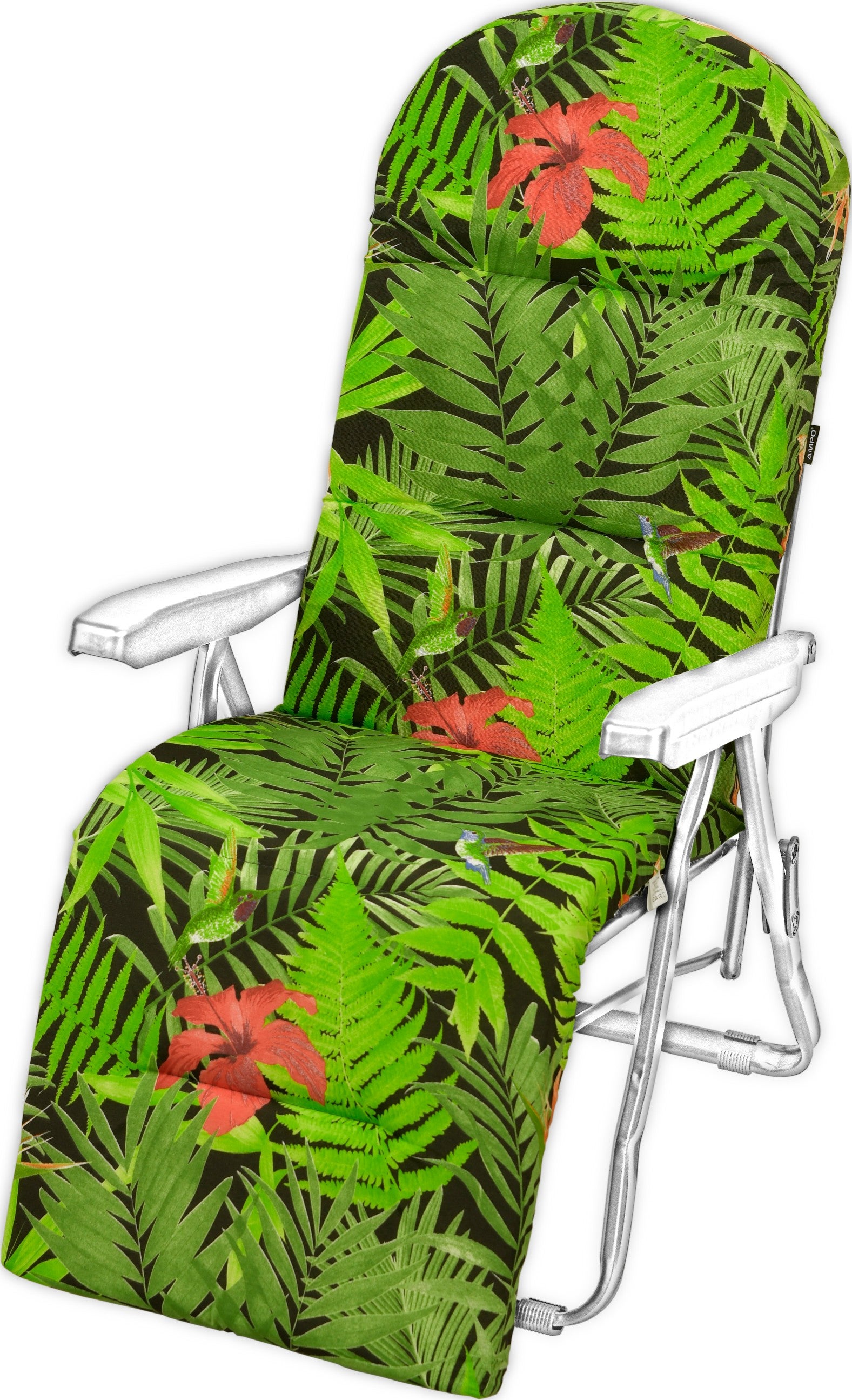 Poduszka na leżak ogrodowy z podnóżkiem AMPO zielony czerwony czarny 1 szt.