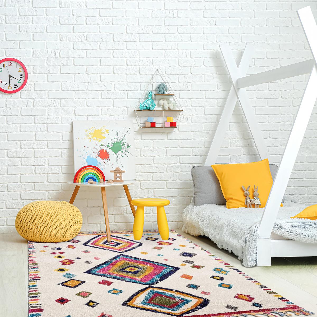 Tapis berbère 120x170 tissé motif ethnic LYN5 OURIKA F ivoire - 6