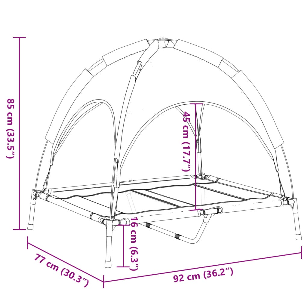 Cama para perros con dosel antracita tela oxford y acero vidaXL - 3