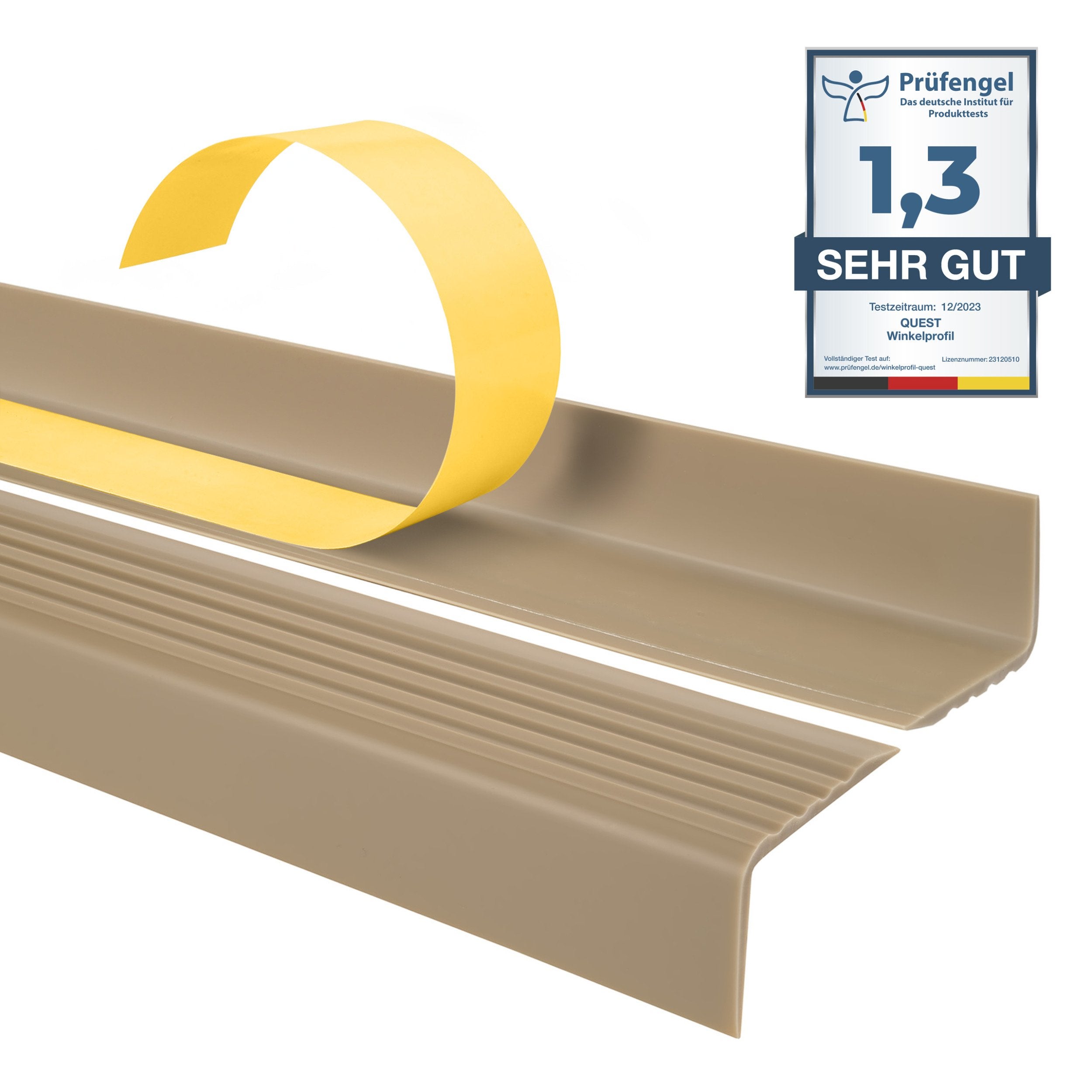 QUEST Profil schodowy PCV 25x40mm, 0.7m, samoprzylepny antypoślizgowy nosek schodowy, ND, beige