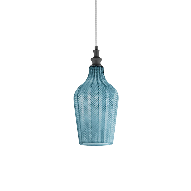 Cleofe lampa wisząca z przezroczystego szkła kobaltowego i czerni, styl vintage, oprawa E27, IP20, Ø18 cm