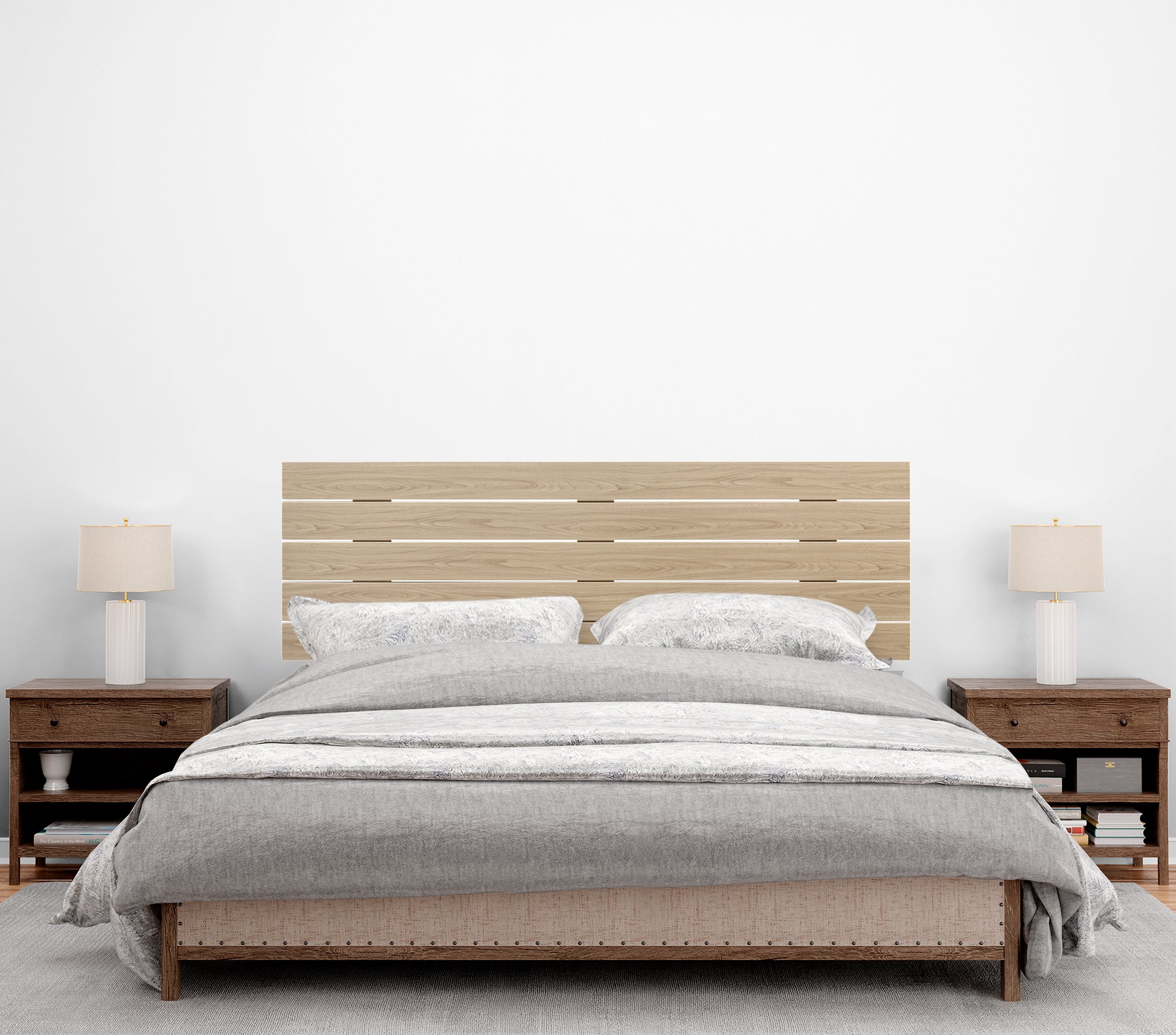 DHOME Tête de lit en bois recyclé MDF Palet Style Horizontal 160x46cm Lits 150/160 - Bois Naturel - 4