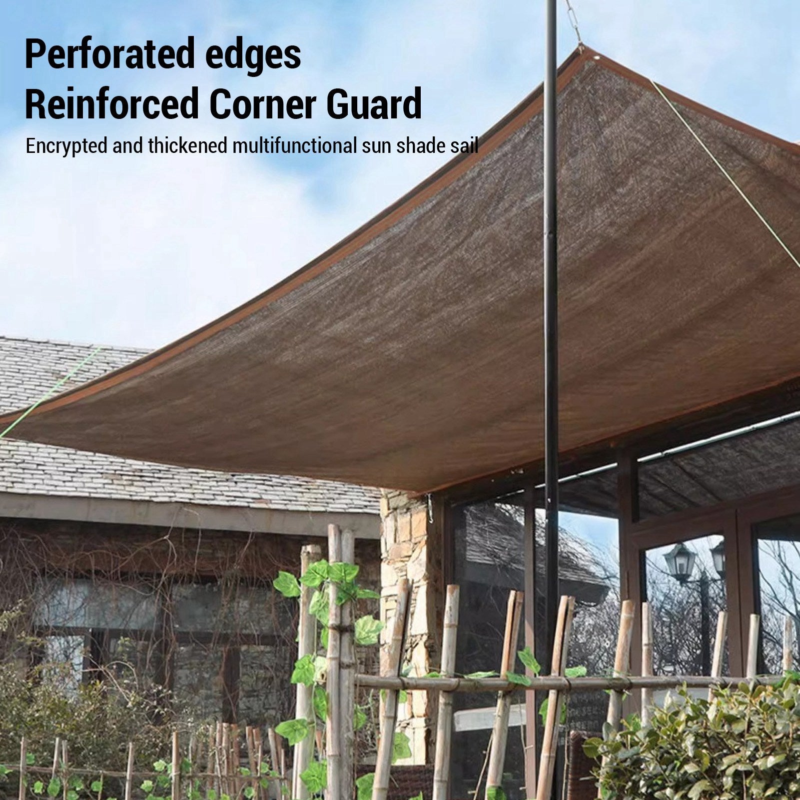 Tettoia a Vela in Tessuto di Polietilene Ombreggiante da Sole con 4 Corde per Esterno Giardino Patio Deck Cafe 2x2 m/6.56x6.56 ft - 5