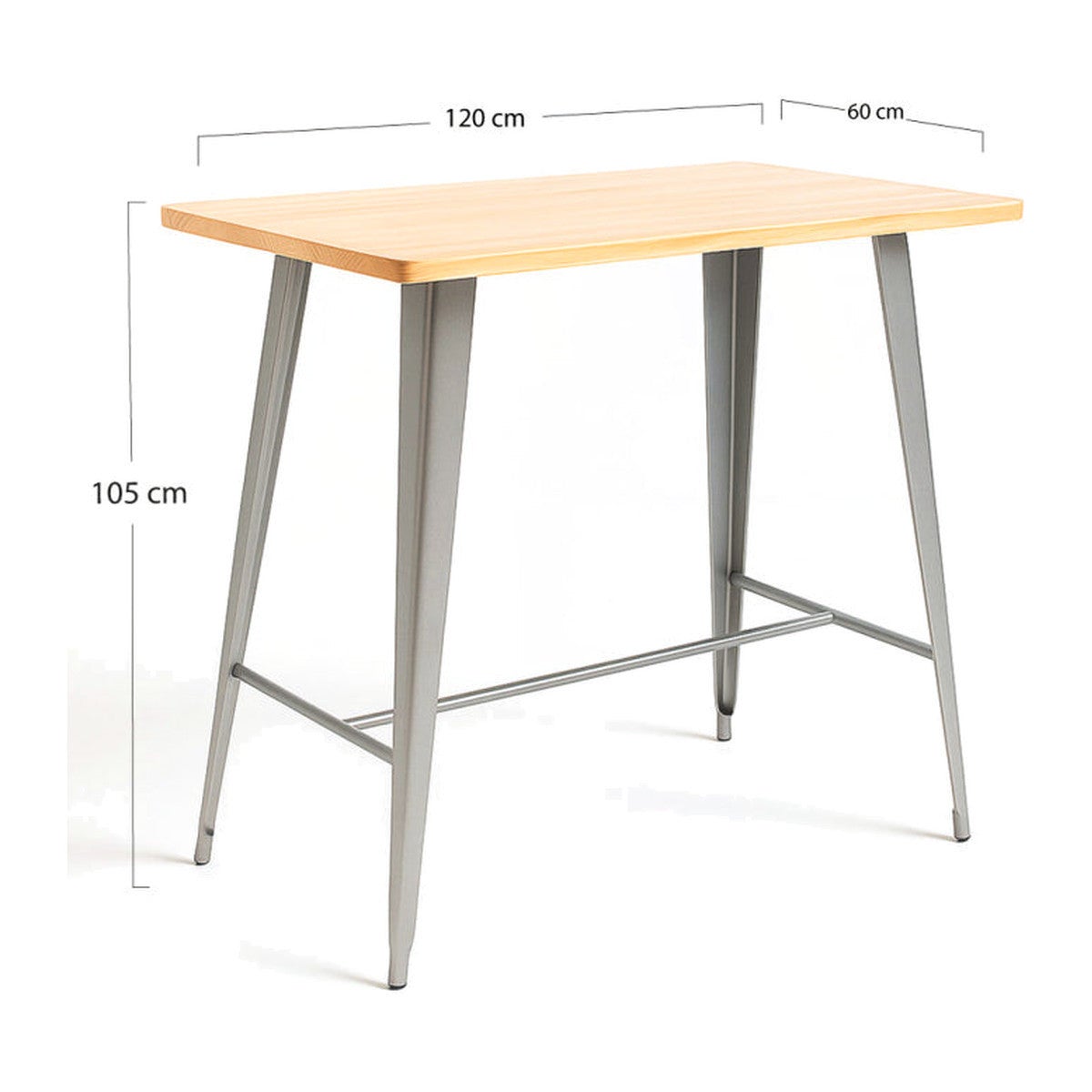 Essenza Mesa Alta Meyer Rectangular Madera Natural 120 X 60 Cm – Metalizado Gris , Leroy Merlin