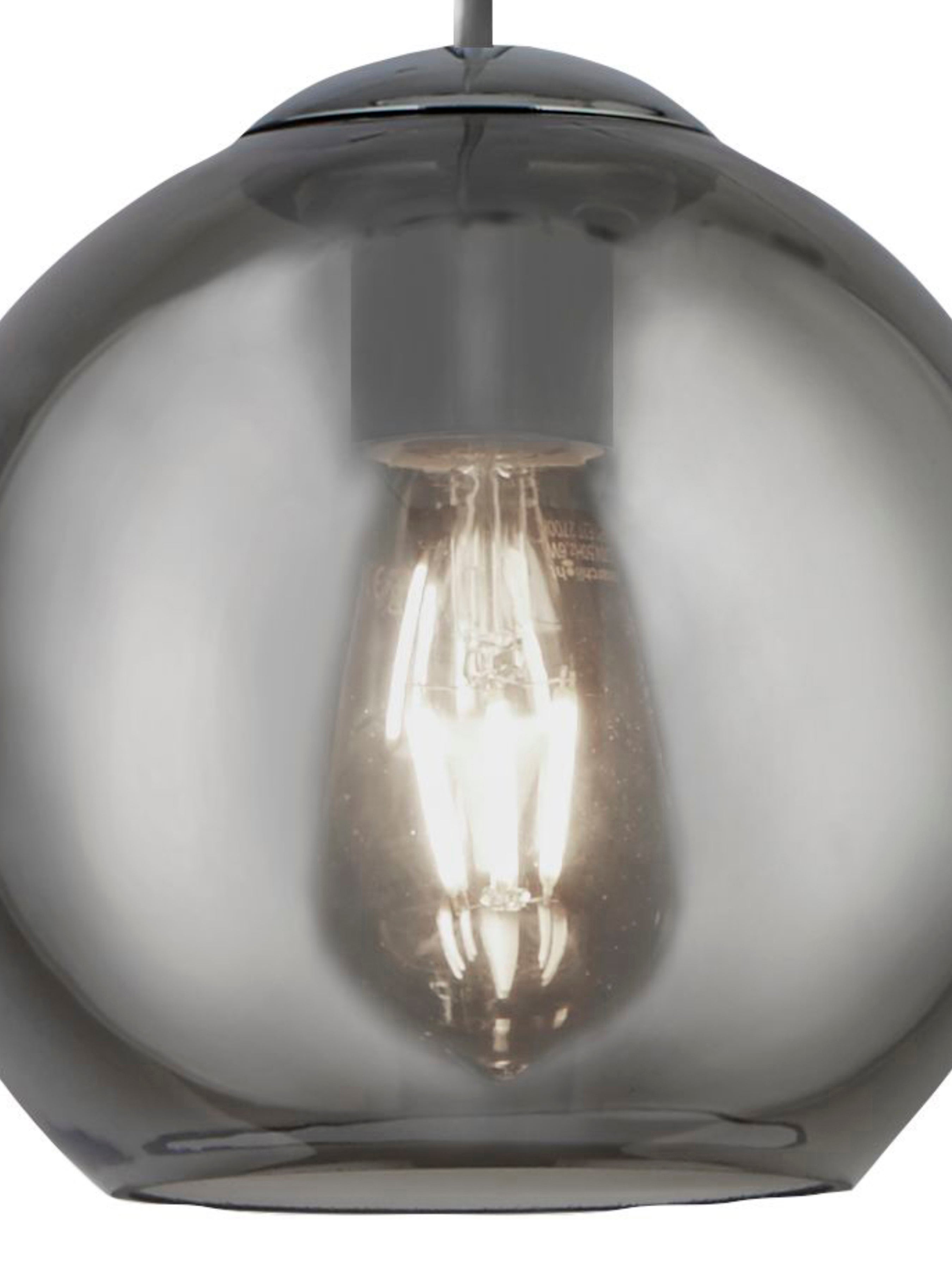 Suspension BALLS 3L barre métal Chrome avec verre fumé E27 3x60w Lg 86cm - 3