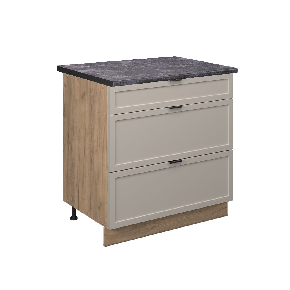 Vicco Szafka dolna do kuchni Fame-Line, GreyBeige, 80 cm z 3 szufladami, BP Antracyt