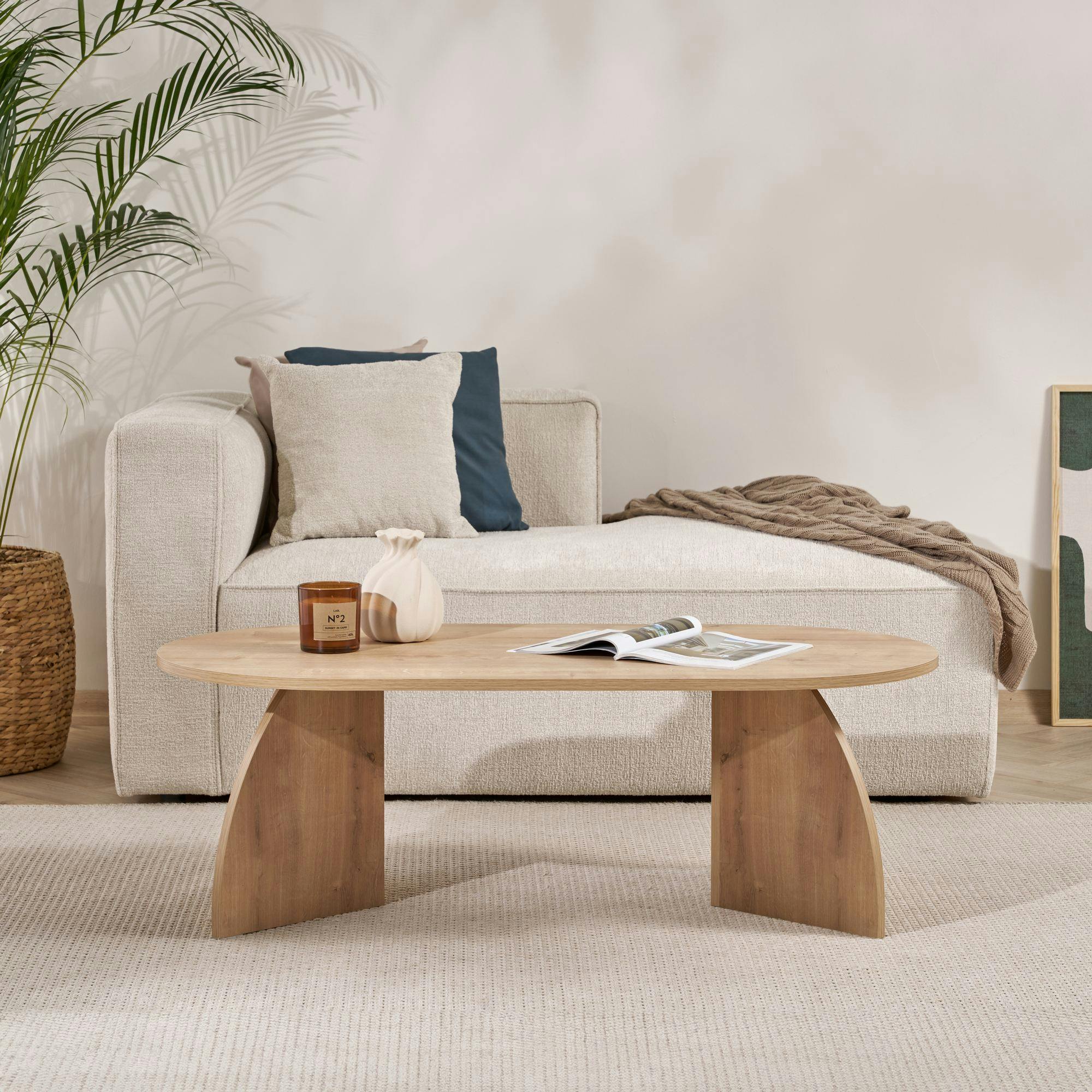 Table basse ovale effet bois de chêne, pieds courbes MARFA - 2