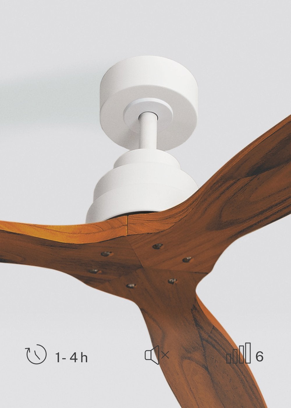 CREATE - WIND STYLANCE M - Ventilateur de plafond 40W silencieux 100% bois Ø 132 cm sans eclaraige avec contrôleur mural - 5