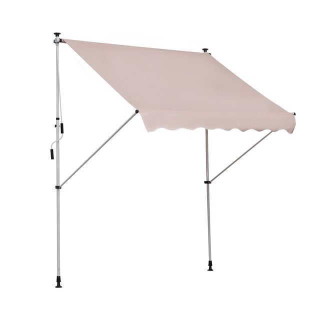 Toldo Manual Retrátil Outsunny Bege Poliéster, Alumínio e Aço 200x150x170-280cm