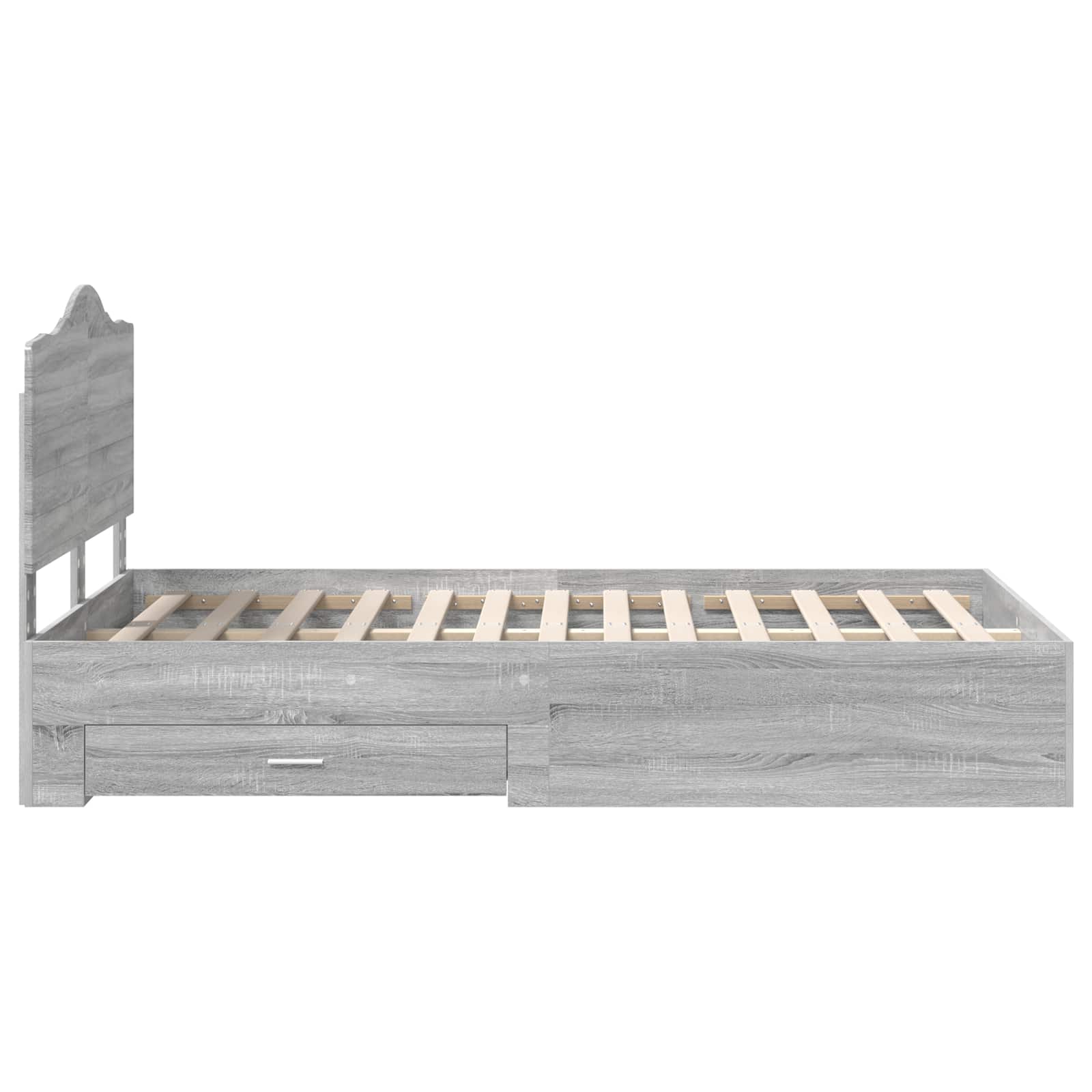 Cadre de lit en panneau de bois gris pour la chambre, 135 × 190 cm - 9