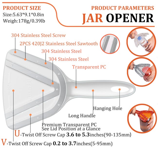 Apriscatole WJWINER Per Anziani E Artrite - 2 Pezzi Acciaio Inox Apriscatole WJWINER Per Anziani E Artrite - 2 Pezzi Acciaio Inox