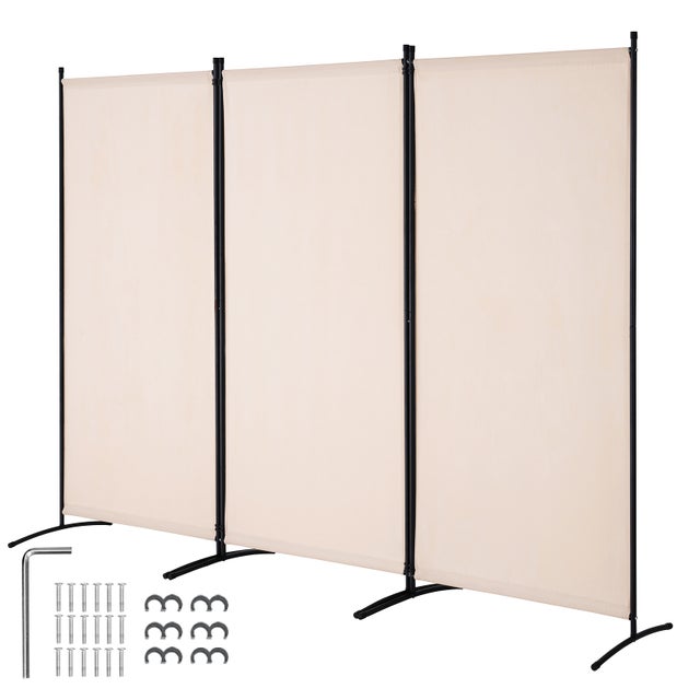 Paravento Multifunzionale VEVOR 260x184 cm,Partizione Autoportante 3 Pannelli,Separatore Interno,Schermo Privacy Ufficio,Camera,Beige