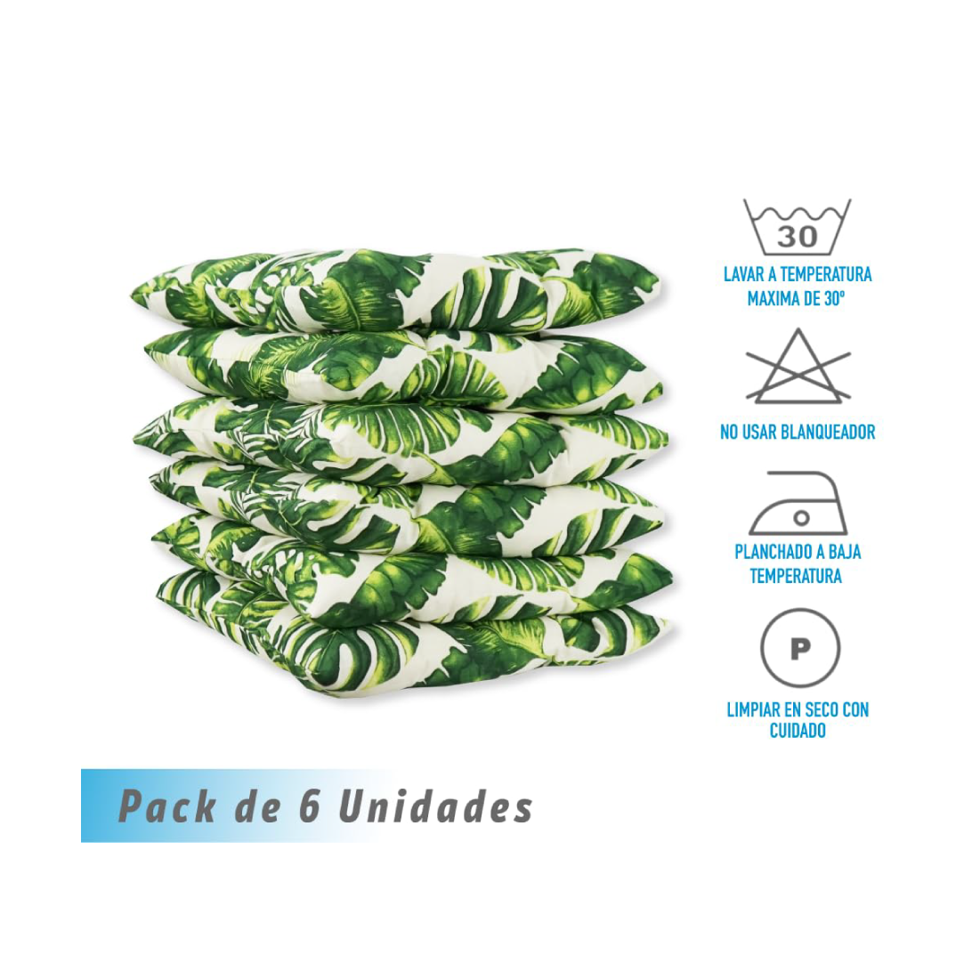 Cojines 9 pespuntes para sillas 40x40x7,5cm (Hoja Verde) Pack de 6 Unidades - Chely Intermarket - 3