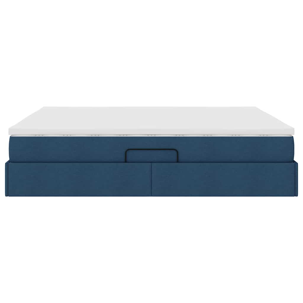 Lit avec rangement et matelas en polyester bleu pour la chambre, 180 × 200 cm - 9
