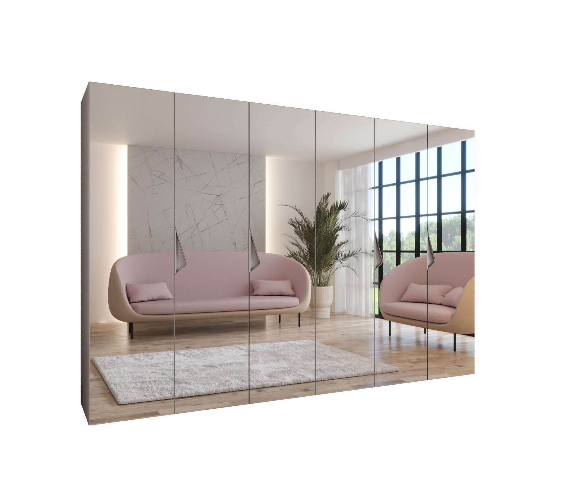 Szafa uchylna otwierana Sandi 3 300 (150x2) x 52 x 202 cm kaszmir + u. Kaszmir Abiks Meble